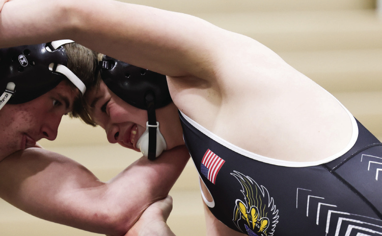 WS-W-WW wrestler Hayes Christensen is pictured during a dual with Faulkton held in Wolsey on Friday, January 9, 2026. More photos from the contest can be found in this print and e-edition on PAGE TEN (KRISTI HINE / TRUE DAKOTAN)