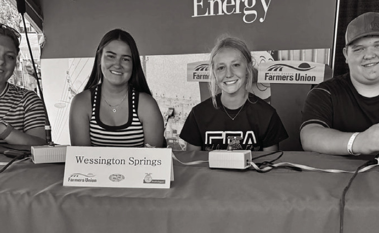 Wessington Springs FFA members competed in the 2026 South Dakota Farmers Union Farm Safety Quiz Bowl Championships held September 5, during the South Dakota State Fair. Team members are (left to right): Ella Fagerhaug, Remie Roduner, Lily Roesler and Wyatt Arhart