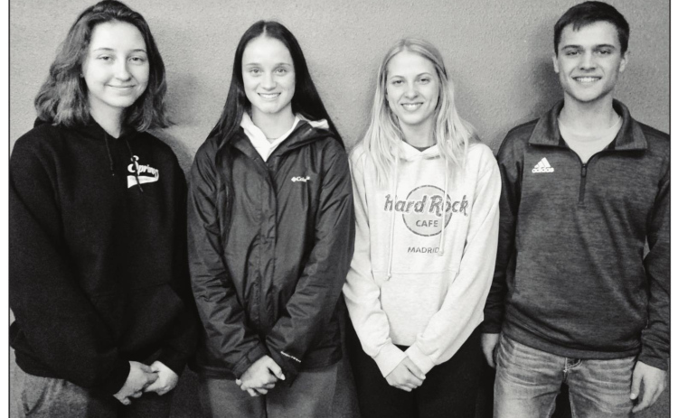 Four WSHS seniors presented at SACC last week. Shown left to right are: Kali Roduner, Kindra Wolter, Cheyenne Burg and Cade Mohling. PHOTO COURTESY BRENDA DEINES